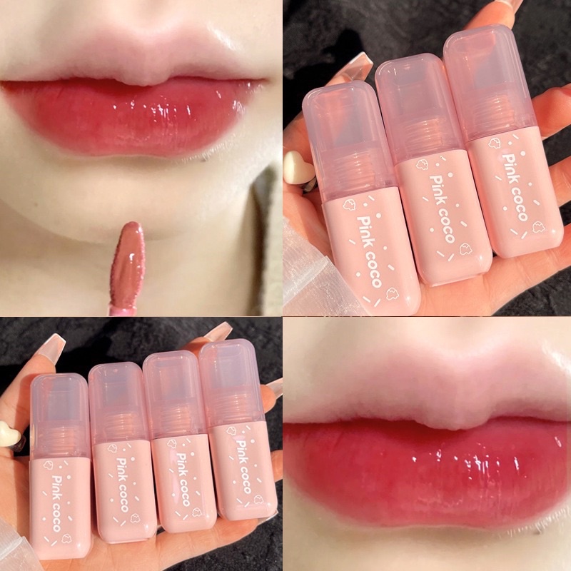 พร้อมส่ง pinkcocoลิปสติกเนื้อกลอสให้ความชุ่มชื้น ริมฝีปากชุ่มชื่น