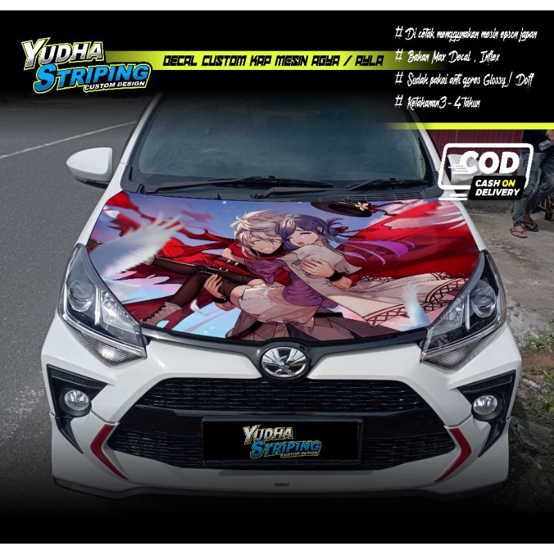 MESIN ANIMA PLUNDERER HINA ENGINE HOOD STICKER สําหรับ AGYA, AYLA, JAZZ, BRIO, MOBILIO, VIOS, SEDAN,