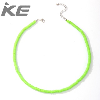 Popular Jewelry Soft Pottery Beaded Green Necklace Round Color Simple Necklace for girls for w