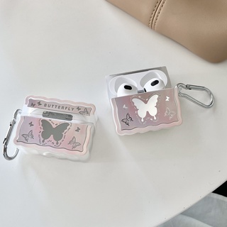 เคสหูฟังบลูทูธไร้สาย กันกระแทก ลายผีเสื้อ พร้อมกระจก สําหรับ Airpods Pro 1 2 3 Generation Airpods 3