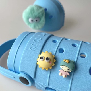 [ตกแต่งน่ารัก] (Green Boy / หัวเราะดวงอาทิตย์) หัวเข็มขัดรองเท้า Jibbitz Crocs Diy รองเท้าผ้าใบเสน่ห์