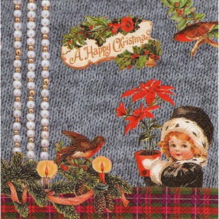 Pladao Napkin ภาพ คริสต์มาส Emilys Christmas กระดาษ แนพกิ้น สำหรับงานศิลปะ เดคูพาจ decoupage ขนาด L 33x33