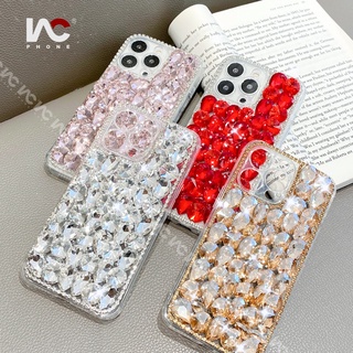 Rhinestones Case For iPhone 14Pro Max 14 Plus 13Pro Max 13 12ProMax 12 11 X Max 8P 3D Handmade Luxury Sparkle Full Crystals Diamond Case Cover