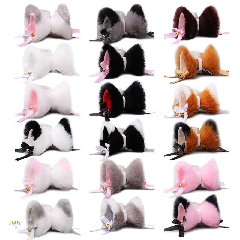 🎀NEW🎀 กิ้บหูแมวขนฟู(ทูโทน) 7cm  แต่งโบว์ [พร้อมส่ง] มีสีเยอะกว่าที่ลง