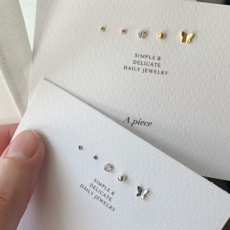 A.piece ต่างหูเงินแท้ [all silver 925] Butterfly Set
