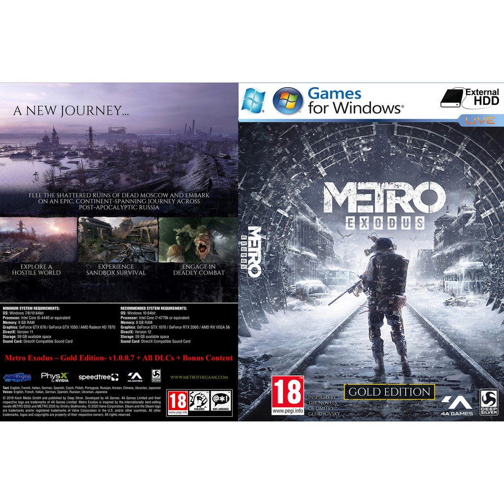 Metro Exodus – Gold Edition- v1.0.0.7 + DLC ทั้งหมด + เกมพีซีเนื้อหาโบนัสออฟไลน์ [Pendrive INSTALLAT
