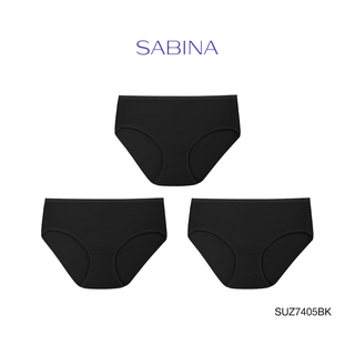 Sabina กางเกงชั้นใน (Set 3 ชิ้น) (ทรง Half Waist) รุ่น Panty Zone รหัส SUZ7405BK สีดำ