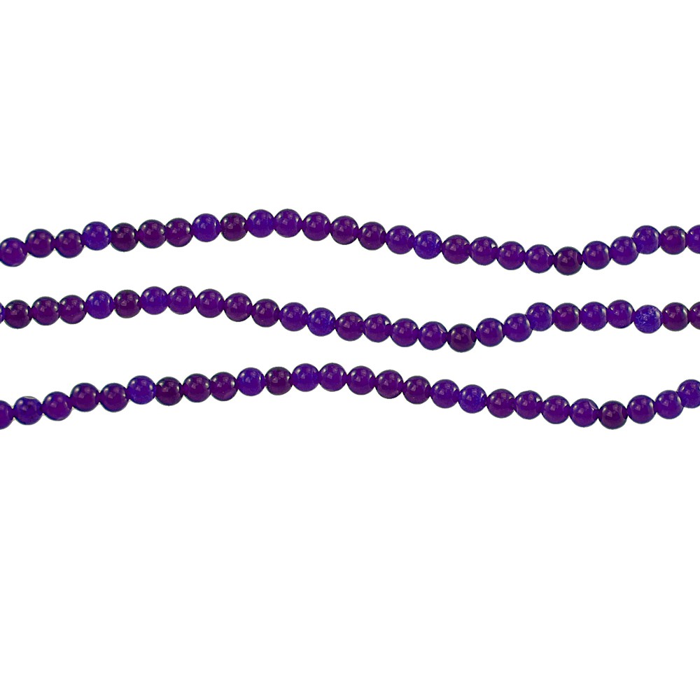 ลูกปัดหินแท้ เซ็ต 3 เส้น เม็ดกลม หินควอส์ (Quartz) 4 mm - (LZ-0214 สีม่วง)