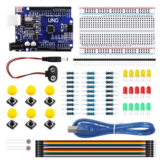 Lafvin UNO R3 ชุดสตาร์ทเตอร์ พร้อมเบรดบอร์ด LEDs จัมเปอร์ ปุ่มกดไมโครคอนโทรลเลอร์ สําหรับ Arduino