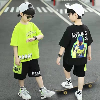 ชุดเซ็ต 2 ชิ้น  เสื้อยืดเด็ก ผ้าฝ้าย และ กางเกงขาสั้น  สไตล์เกาหลี