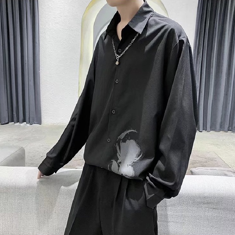 4 สี【M-3Xl】เสื้อเชิ้ตแขนยาวพิมพ์ลายแฟชั่นสไตล์เกาหลีสําหรับผู้ชาย ราคา ถูกที่สุด ดีลบีเคเค แกลเลอรีภาพที่ 4