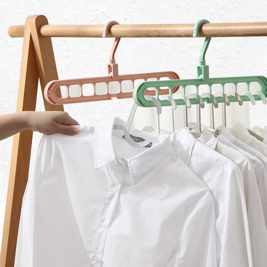 Henkin:ไม้แขวนเสื้อ 9 ช่อง Clothes Hanger 9in1 หมุนได้ 360 องศา ทนทาน แข็งแรง ⛺️🏠