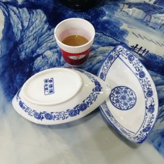 Jing De Zhen blue and white จานเรือเซรามิกงานกังไส