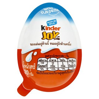 🔥The Best!! คินเดอร์ จอย ขนมรสโกโก้บนครีมนมและโกโก้ (สีฟ้า) 20กรัม Kinder Joy Cocoa Flavor on Milk Cream and Cocoa (Blue