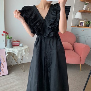 พร้อมส่ง สีดำ เดรสใส่สบาย แมทง่ายค่า  Layer Dress