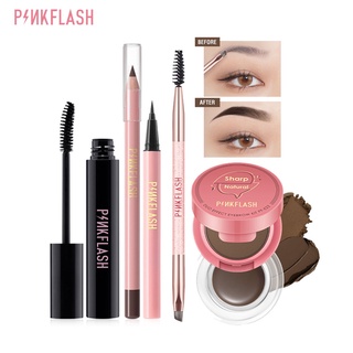 Pinkflash มาสคาร่าดินสอเขียนคิ้ว อายไลเนอร์ กันน้ํา ติดทนนาน สีดํา 5 ชิ้น