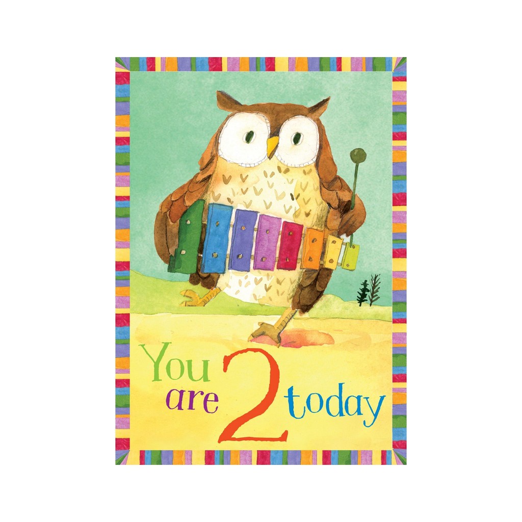 eeBoo Owl 2 Birthday Card - การ์ดอวยพรวันเกิดอายุครบ 2 ขวบ ลายนกฮูก