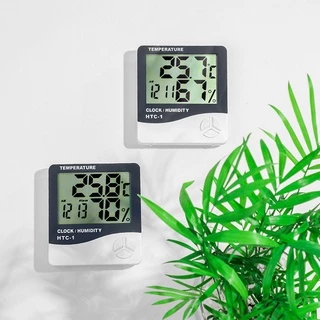 เครื่องวัดอุณหภูมิความชื้นแบบดิจิตอล LCD นาฬิกาวัดอุณหภูมิความชื้นอุณหภูมิอิเล็กทรอนิกส์ในร่มกลางแจ้ง สถานีอากาศนาฬิกาแข