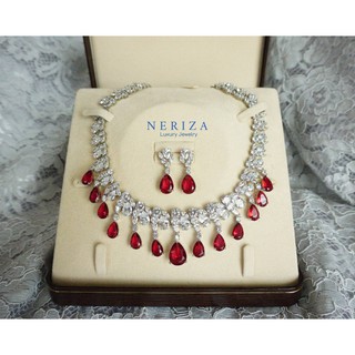 Neriza jewelry/ชุดเครื่องประดับเพชรสังเคราะห์ประกายไฟเทียบเท่าเพชรแท้ เกรดพรีเมี่ยม จัดส่งฟรีพร้อมกล่อง รหัสNC017