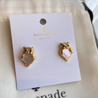 ต่างหู KATE SPADE Owl In The Woods Studs O0RU1476 รูปนกฮูก สีทอง มุก