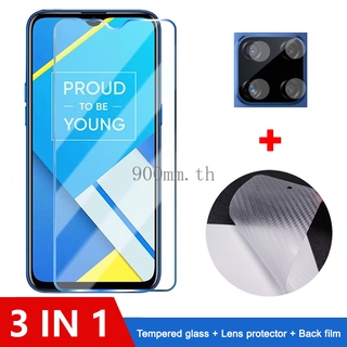 3-in-1 Realme C15 Qualcomn กระจกนิรภัย Realme C21 C20 C17 C12 C15 C11 7 6 Pro กระจกนิรภัยป้องกันหน้าจอ Realme C15Qualcomn 2.5D 9H ฟิล์มป้องกัน