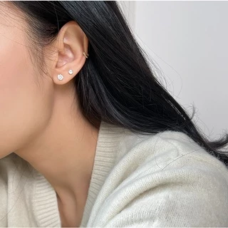 ต่างหูเงินแท้ S925 ประดับเพทาย 3/4 มม. สําหรับผู้หญิง