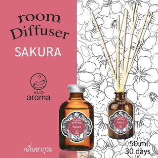 กลิ่น Sakura ดอก ซากุระ ญี่ปุ่น 50 ML ก้านไม้หอม ก้านไม้หอมปรับอากาศ Hug Aroma Reed Diffuser ภายในบ้าน