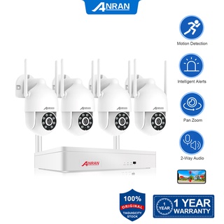 Anran PTZ ชุดกล้องวงจรปิดไร้สาย Nvr 8 ช่อง 3MP 4 ชิ้น