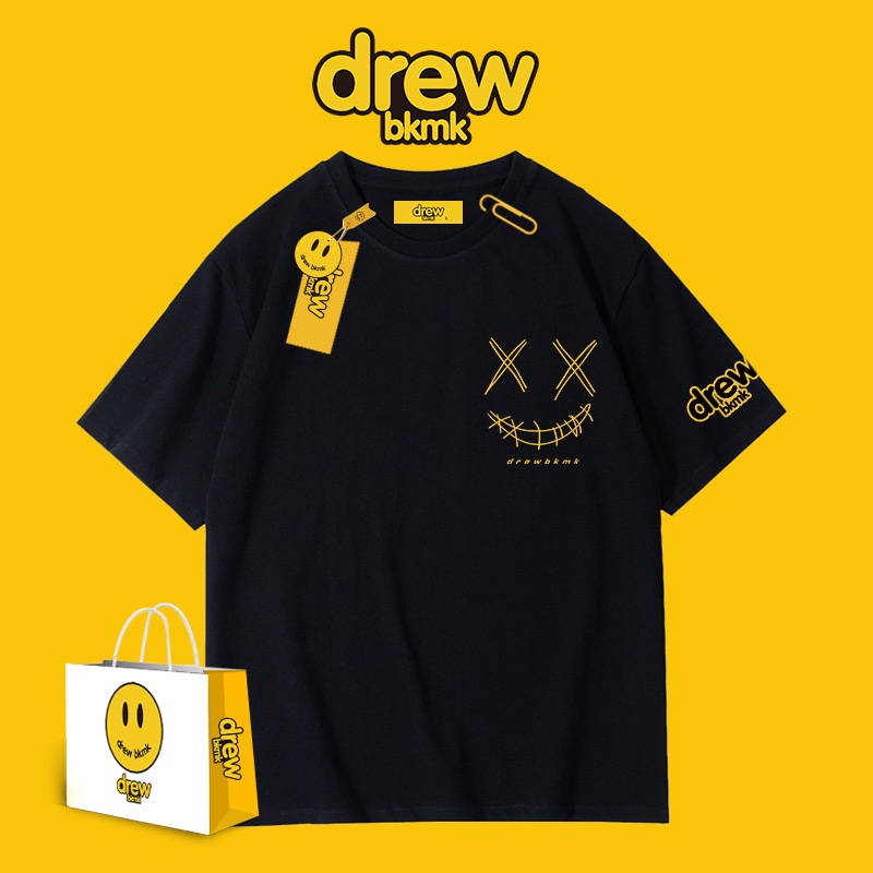 Drew Smiley Face เสื้อยืดแขนสั้น ทรงหลวม สไตล์ยุโรปและอเมริกา สําหรับผู้ชาย