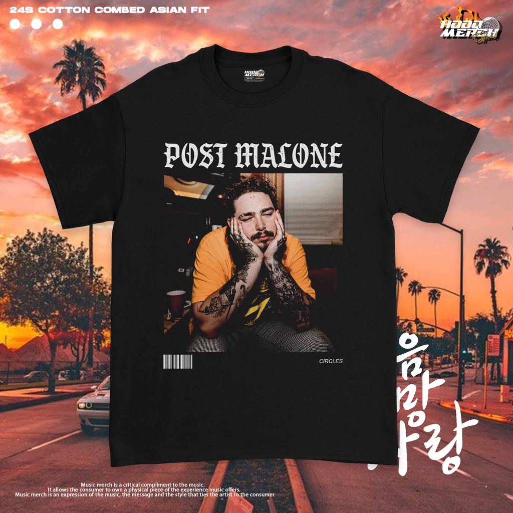 เสื้อยืดคอกลมเสื้อยืด พิมพ์ลาย MALONE POST MALONE TEE วงกลม มีเพลงผ้าฝ้ายแท้