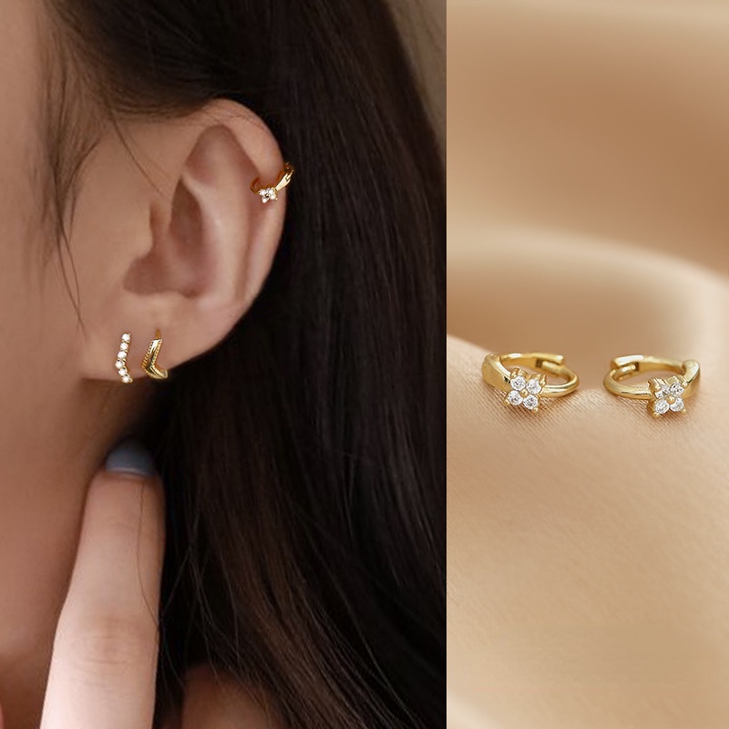 ต่างหูห่วง ต่างหูทอง ชุดเครื่องประดับ ต่างหูห่วง รูปผีเสื้อ 14k ไม่ทําให้เกิดอาการแพ้ สําหรับผู้หญิง