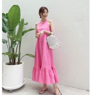 Linen korean dress(dress)  เดรสลินินแท้  แต่งชายระบาย มีซิปหลัง งานสวย น่ารัก ใส่สบาย ตัวเดียวจบชิวๆ  Tag : VIV  🎨ดำ