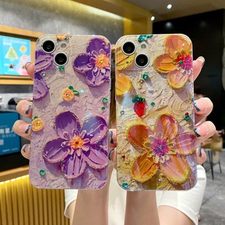 เคสโทรศัพท์มือถือ ลายภาพวาดสีน้ํามัน รูปดอกไม้ สําหรับ Apple iPhone 7 8 Plus X XR Xs 11 12 13 Pro Max