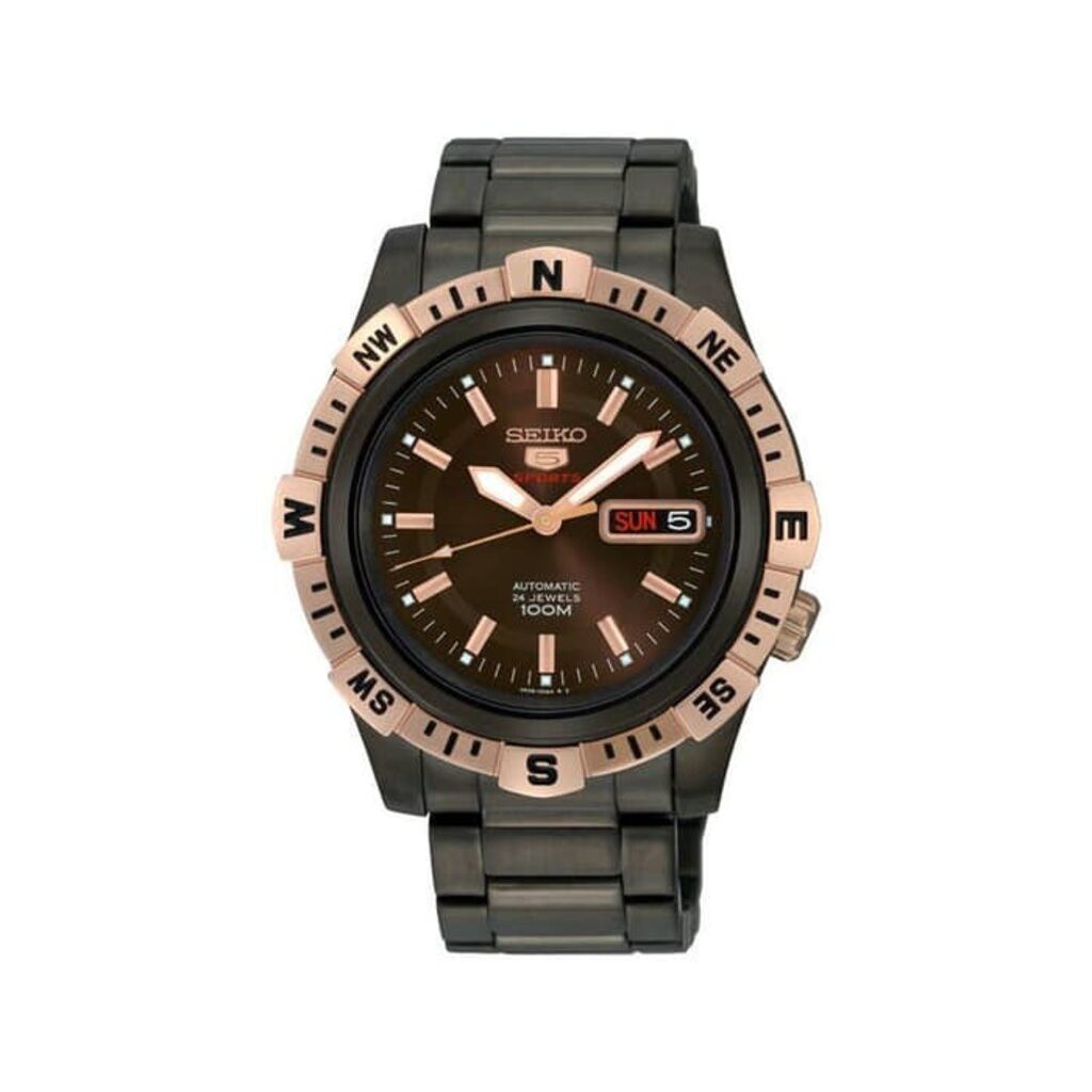 Seiko 5 Sports Automatic นาฬิกาข้อมือผู้ชาย สายสแตนเลส รุ่น SRP148 - สีดำ