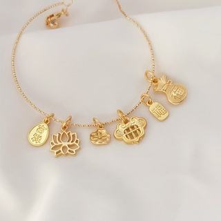 จี้ลูกคิด รูปใบบัว สีทอง 18K DIY อุปกรณ์เสริม สําหรับสร้อยข้อมือ