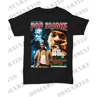 เสื้อยืดลําลอง แขนสั้น พิมพ์ลาย Pop Smoke Rapper ของขวัญเซอร์ไพรส์ สไตล์วินเทจ