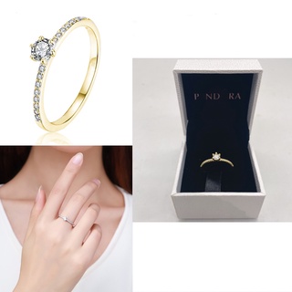 Promise แหวนหมั้นแต่งงาน แหวนเงินแท้ 925 ประดับเพชรโมอิส ทอง 14k สําหรับผู้หญิง