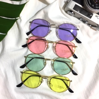 พร้อมส่ง🧬แว่นกันแดดเลนส์สี🍑แว่นตาแฟชั่น🕶