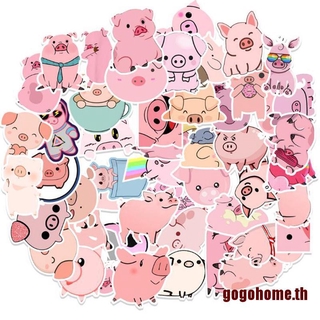 Gogo &amp; 50 ชิ้น การ์ตูนหมูน่ารัก กันน้ํา สติกเกอร์เด็ก DIY สติกเกอร์เด็ก