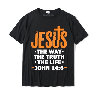 ขายดี เสื้อยืดผ้าฝ้าย พิมพ์ลายพระเยซู The Way Truth Life John 14 6 สไตล์ฮิปฮอป สําหรับผู้ชายS-5XL