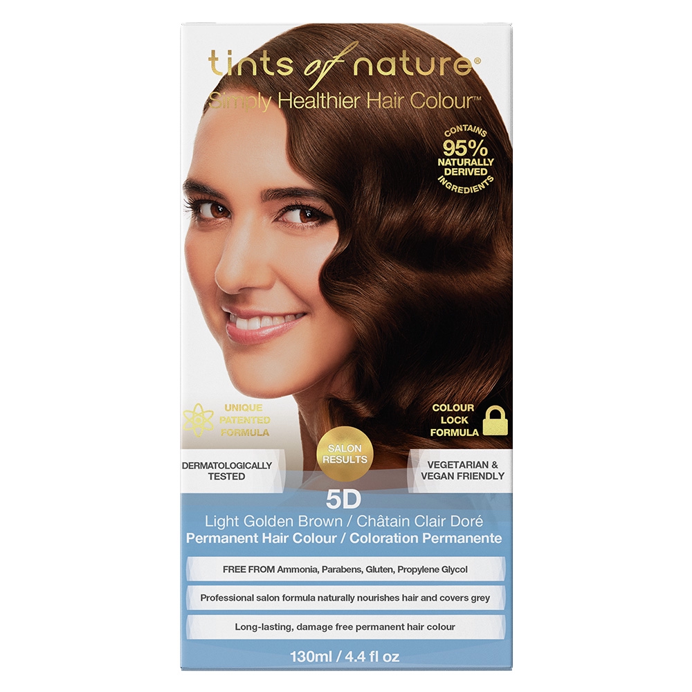 Tints of Nature 5D Light Golden Brown - Permanent Hair Colour น้ำยาย้อมผมน้ำตาลทองออร์แกนิค (130ml)