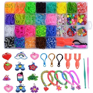 INSTORE 1500pcs Rubber Loom Bands Practical Rainbow Woven Bracelet Rainbow Rubber Bands DIY Toys Girl Gifts Candy Color Colorful Loom Bands Craft Toys Children Elastic Band Bracelet Making Kit