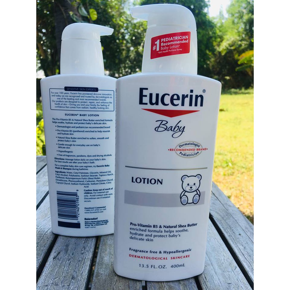 โลชั่นทาผิวสำหรับเด็กและทารก Eucerin® Baby, Lotion, Fragrance Free (400mL) สูตรช่วยเพิ่มความชุ่มชื่น