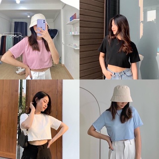 Sale⚡️ส่งของทุกวัน💕เสื้อครอปคอกลม  ✅ผ้าดีมากค่ะ ทรงสวย รับประกัน