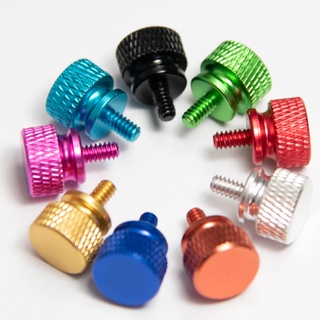 M3.5 UNC 6#-32 * 6 Knurled Thumb Screws Hand Grip Knob Bolt Screw สําหรับคอมพิวเตอร์พีซีเคสด้านข้างแผงที่มีสีสัน DIY Anodized อลูมิเนียมสลักเกลียว