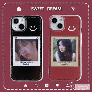 Iphone 14 13 12 11 Pro 14 Plus Xs Max XR Xs 8 7 6s 6 Plus SE 2020 เคสโทรศัพท์ ใส Ins หน้ายิ้ม คู่ โมเดล ใส เรียบง่าย ใส่รูปภาพ นิ่ม TPU เคส