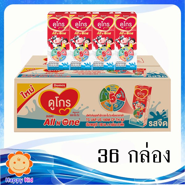 ดูโกร สูตร3 UHT จืด 4x180 มล. 1 ลัง