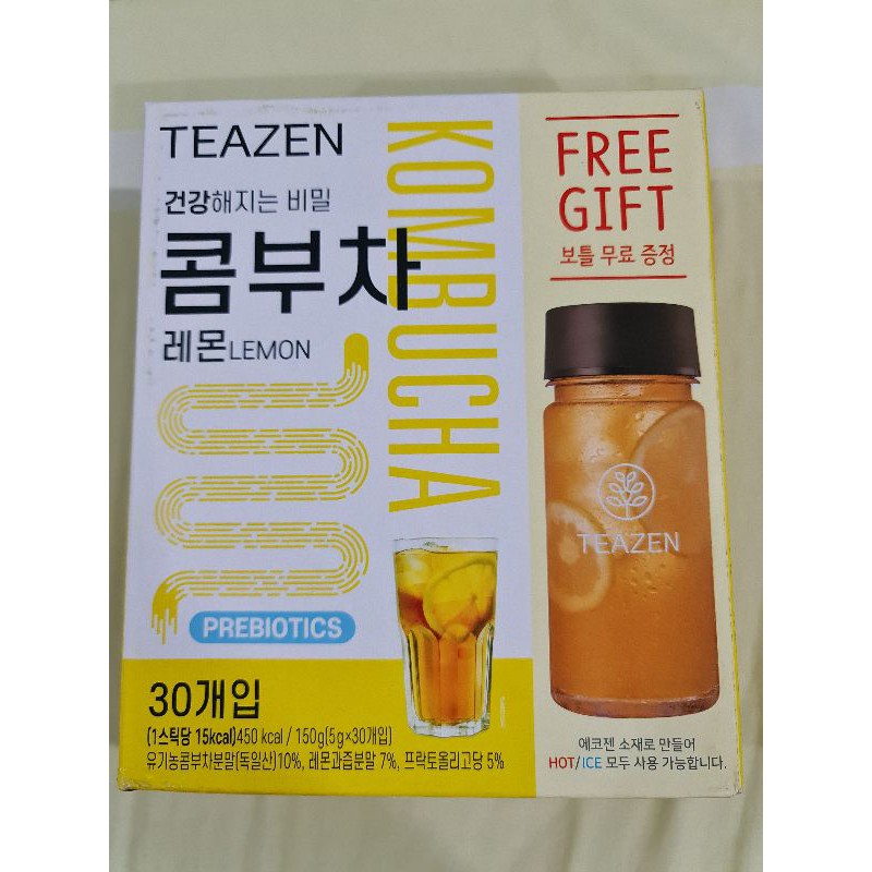 [พร้อมส่ง] ชา TEAZEN รส Lemon ขนาด 30 ซอง แถมฟรีขวดน้ำชงชา