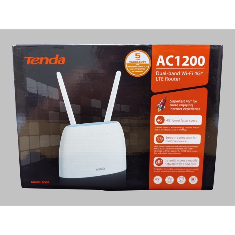 Tenda 4G09 เราเตอร์ใส่ซิม AC1200 Wireless Dual Band 4G+ CAT6 Router Wifi รองรับ 4G ทุกค่าย