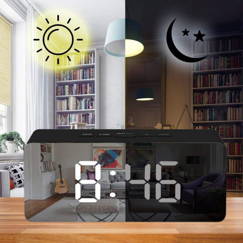 Clocks 135 บาท นาฬิกาปลุก นาฬิกาปลุกตั้งโต๊ะ LED ดิจิตอล หน้ากระจก นาฬิกาดิจิตอล Led นาฬิกาตั้งโต๊ะ หน้าจอLED Digital Alarm Clock LED Home & Living